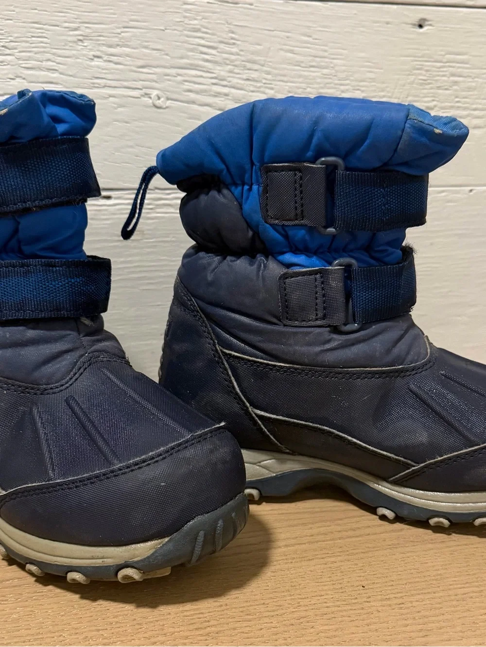 LL Bean Kids Bright Blue Snow Boots Size 12 with Dual Straps